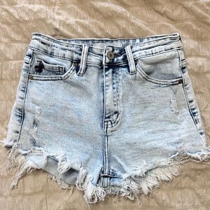 KanCan Distressed Light Blue Denim Shorts
